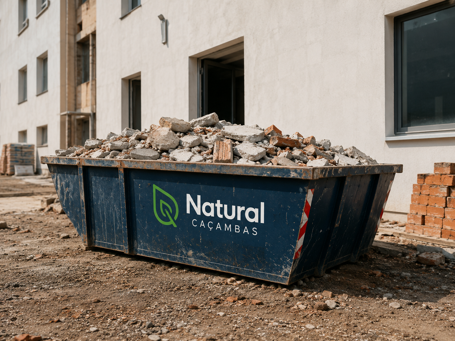 Caçamba Natural 3 m³ em frente a obra residencial